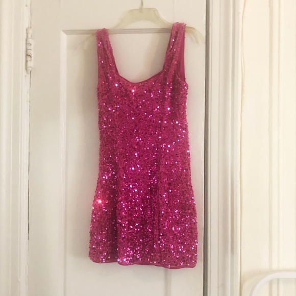 NWT Storia Pink Velvet Sequin Dress Small - Picture 2 of 5